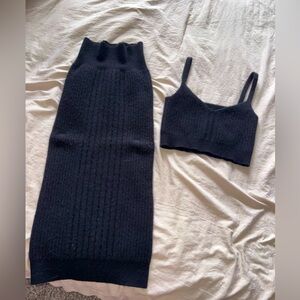 Wool crop top and skirt set
